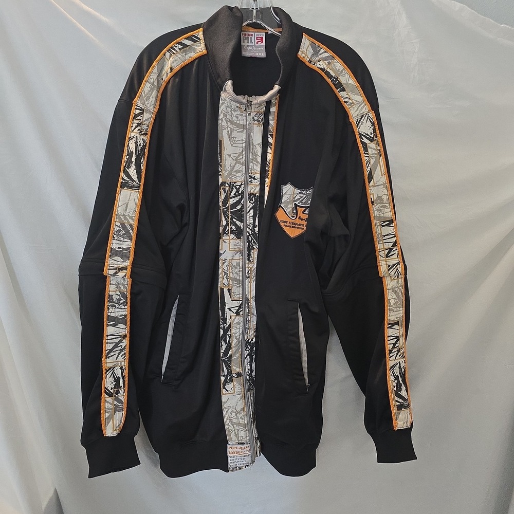 Pepe Jeans London Y2K-inspired Convertible Streetwear Zip-up Track Jacket Sz 3XL